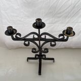 Pair of brutalist candlesticks in wrought iron
