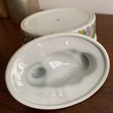 Barbotine terrine dish duck vintage 1970