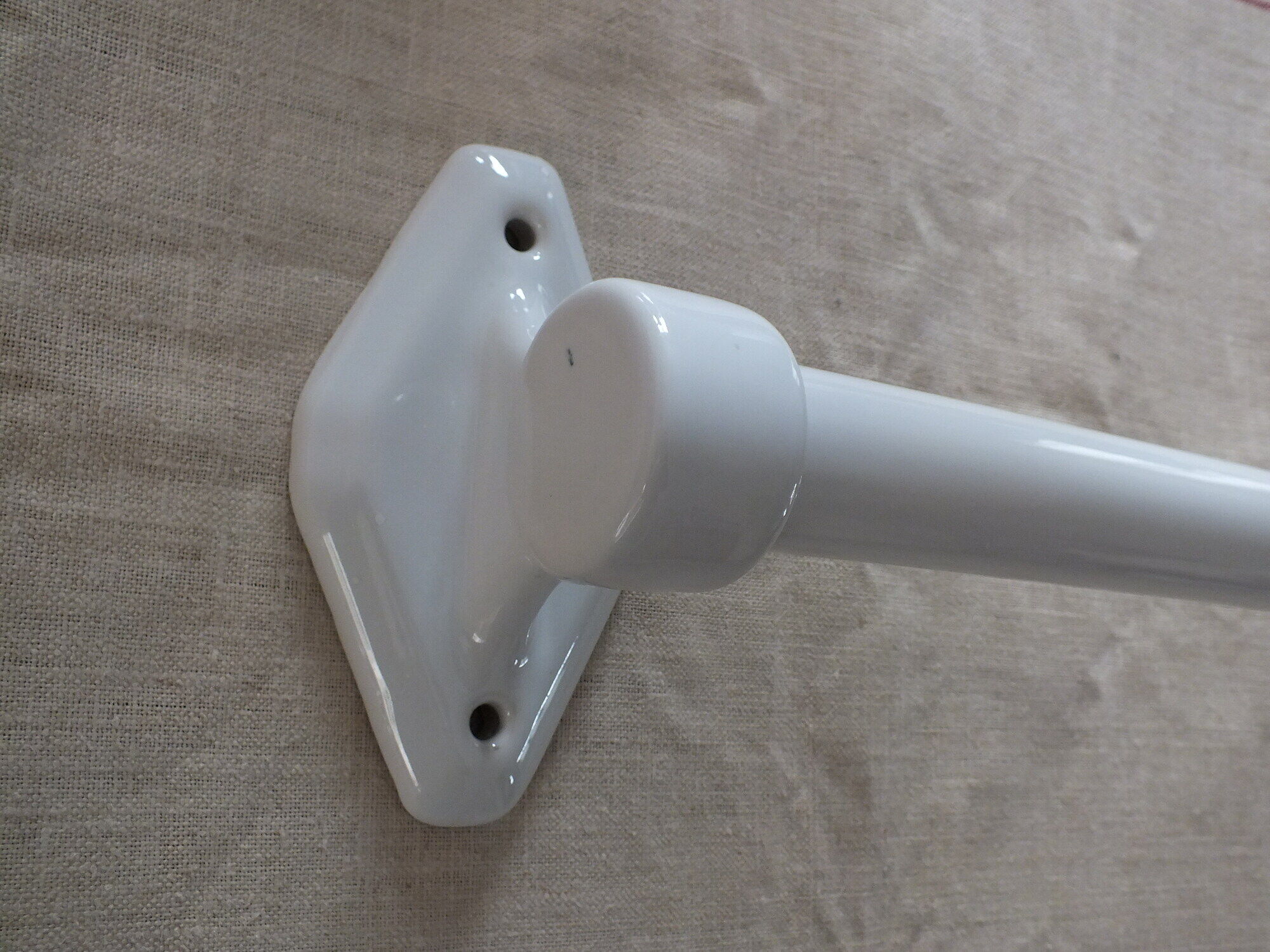 Large Art Deco towel bar in white porcelain