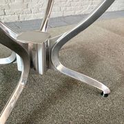 Round dining table - smoked glass & brushed aluminum base