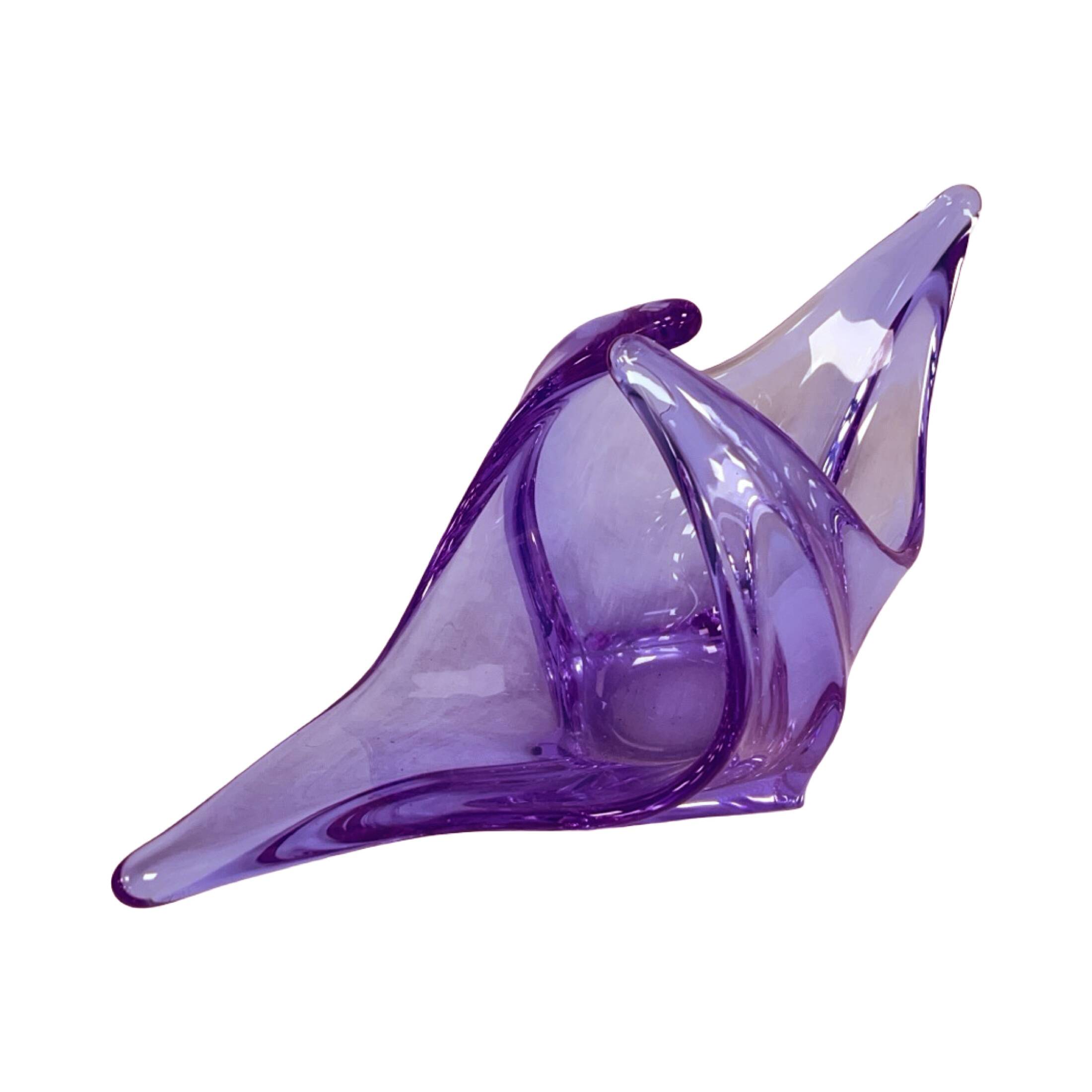 Bowl, basket, neodymium glass, Zelezný Brod ZBS, designed by M. Klinger, Cz