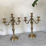 Pair of golden bronze candlesticks