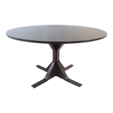 Vintage round ebonized walnut dining table mod. 522 by g. frattini for bernini