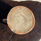 Large matte stoneware oval pot with beige handle H21 D12