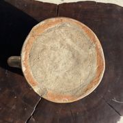 Pot ovale en grès mat beige, 1 anse