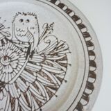 Enameled ceramic art plate, signed La Tournerie, 1960s/1970s