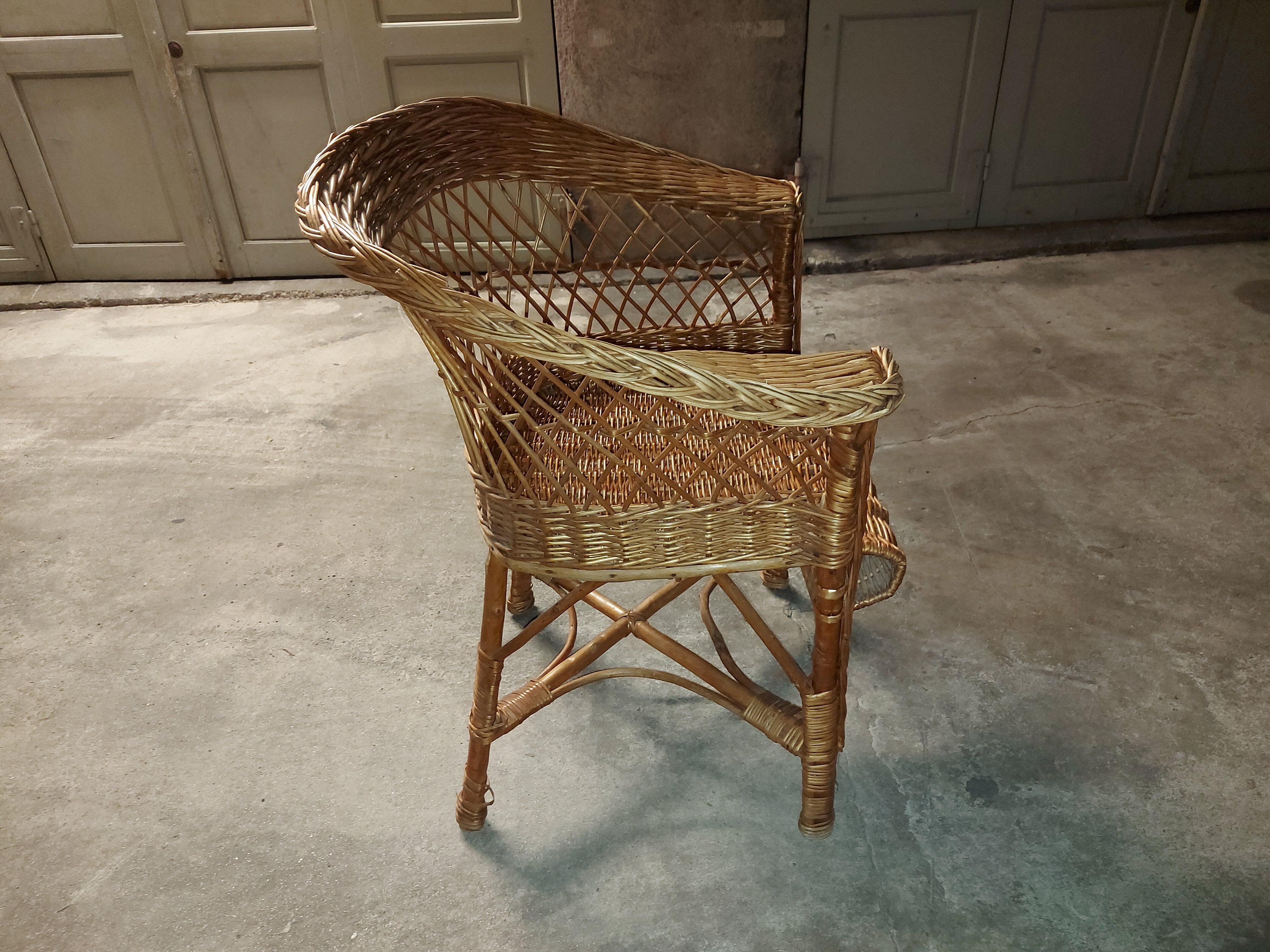 Fauteuil en rotin vintage