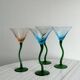 Set of 4 vintage green twisted stem cocktail glasses