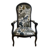 Vintage Napoleon style armchair in plant fabric