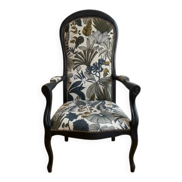 Vintage Napoleon style armchair in plant fabric