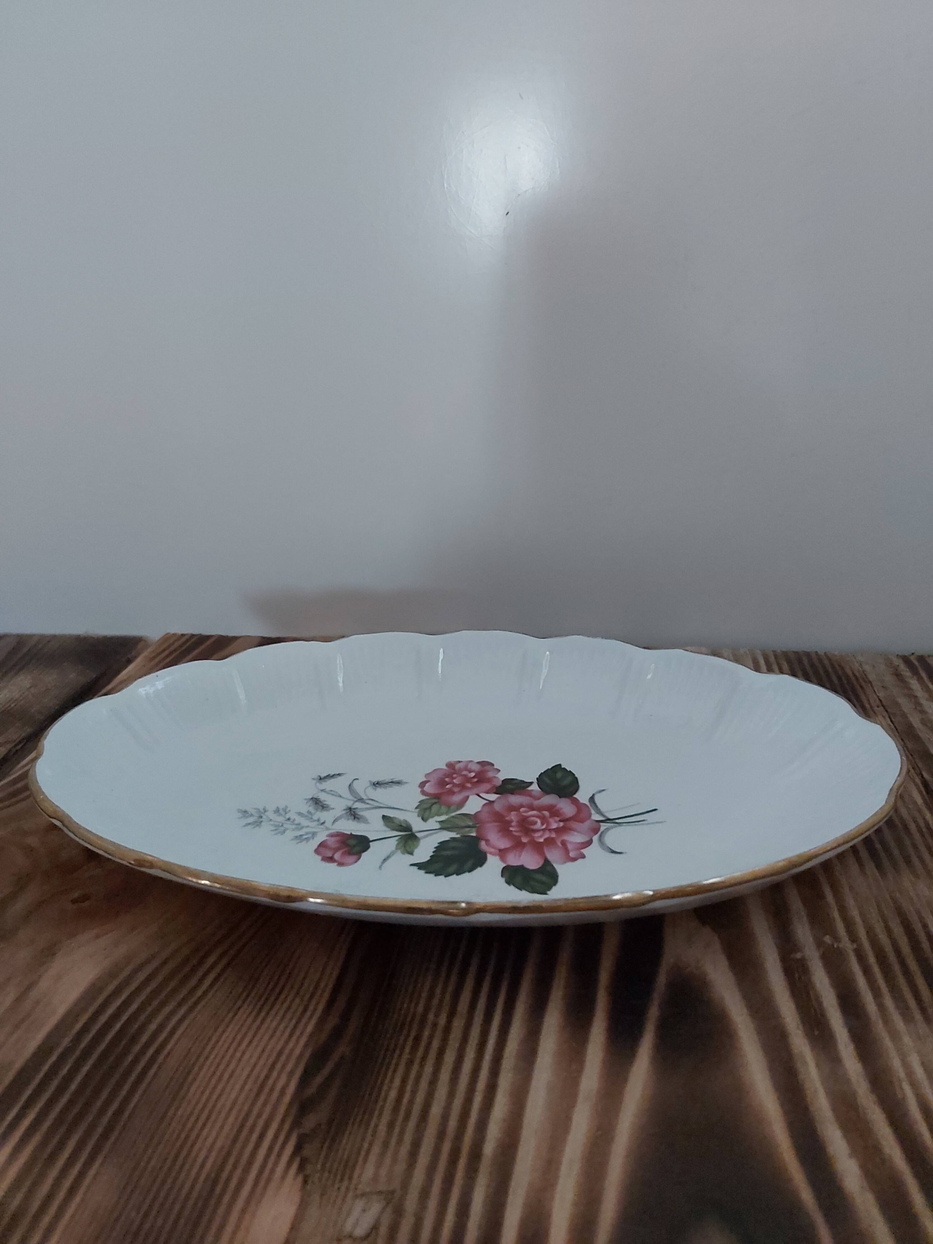 Ravier in earthenware L'Amandinoise decoration pink flowers