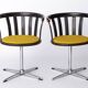 Pair of Vintage Swivel Chairs – 1970s German Design – Black Lacquered Beech