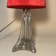 Vintage crystal lamp base with red pleated organza ribbon shade 1940