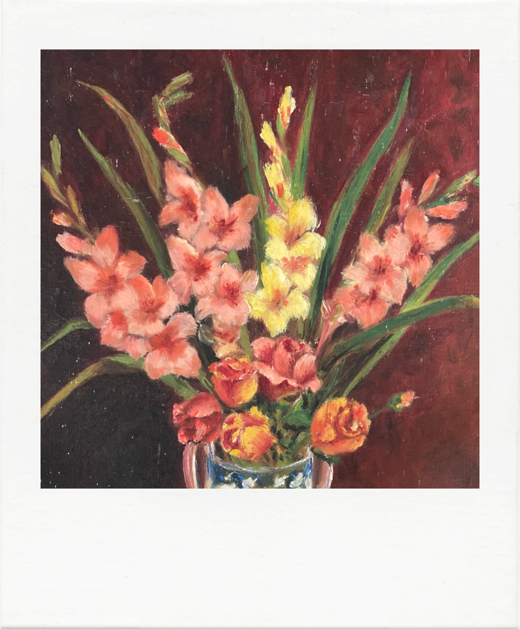 Oil on pink and glaïeuls