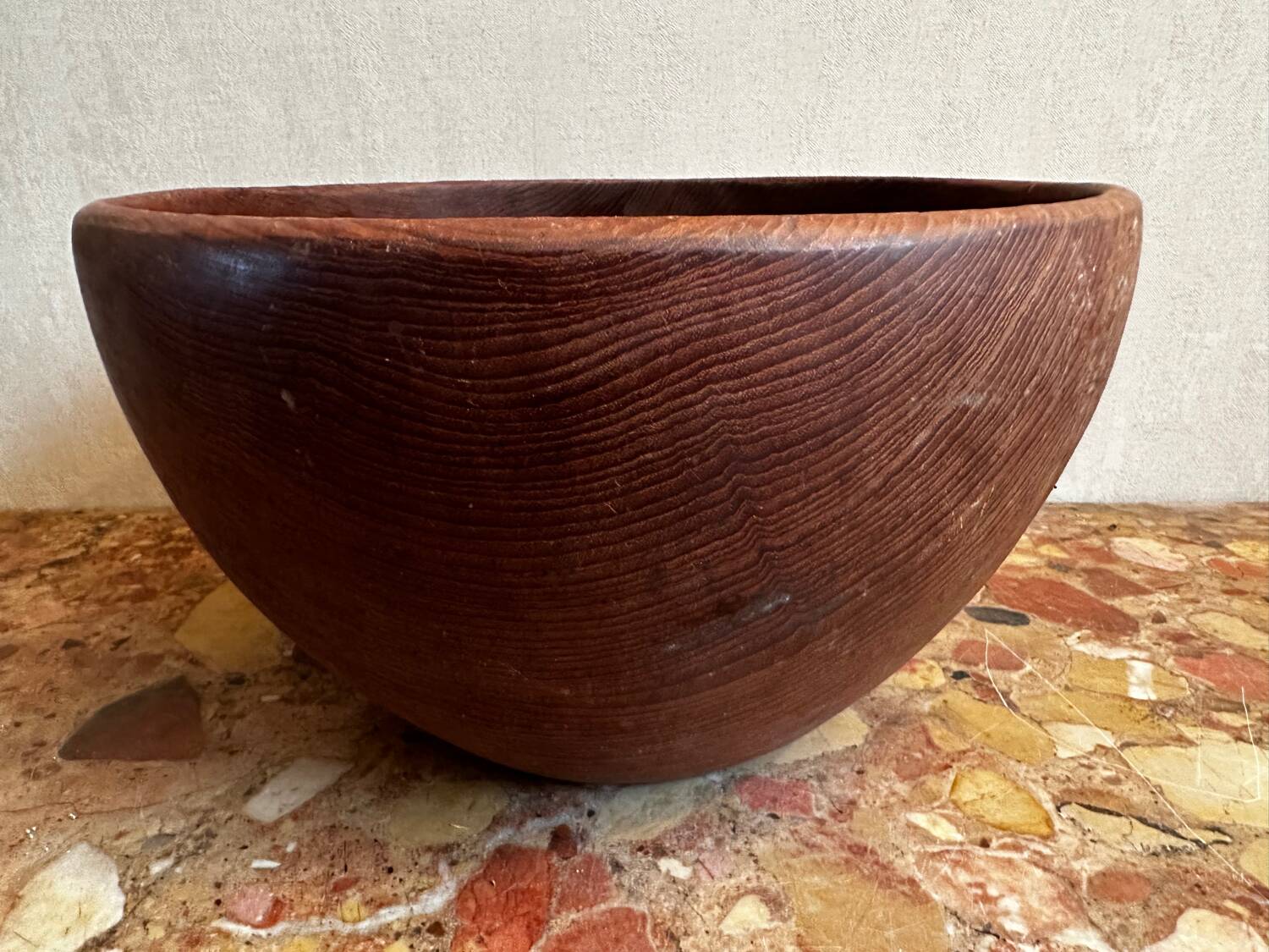 Large vintage monoxyle wooden bowl H 18 / D neck 30 cm