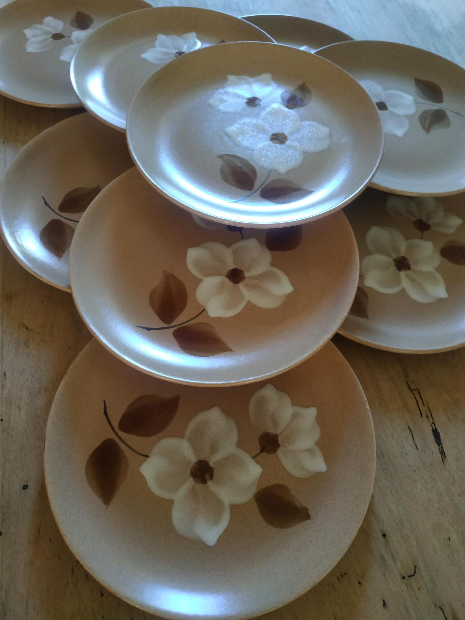 Set of 9 vintage stoneware dessert plates