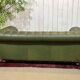 Chesterfield leather 3-seater sofa with mahogany legs - English craftsmanship