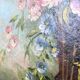 Antique oil painting, bouquet of peonies, ornate gilded frame