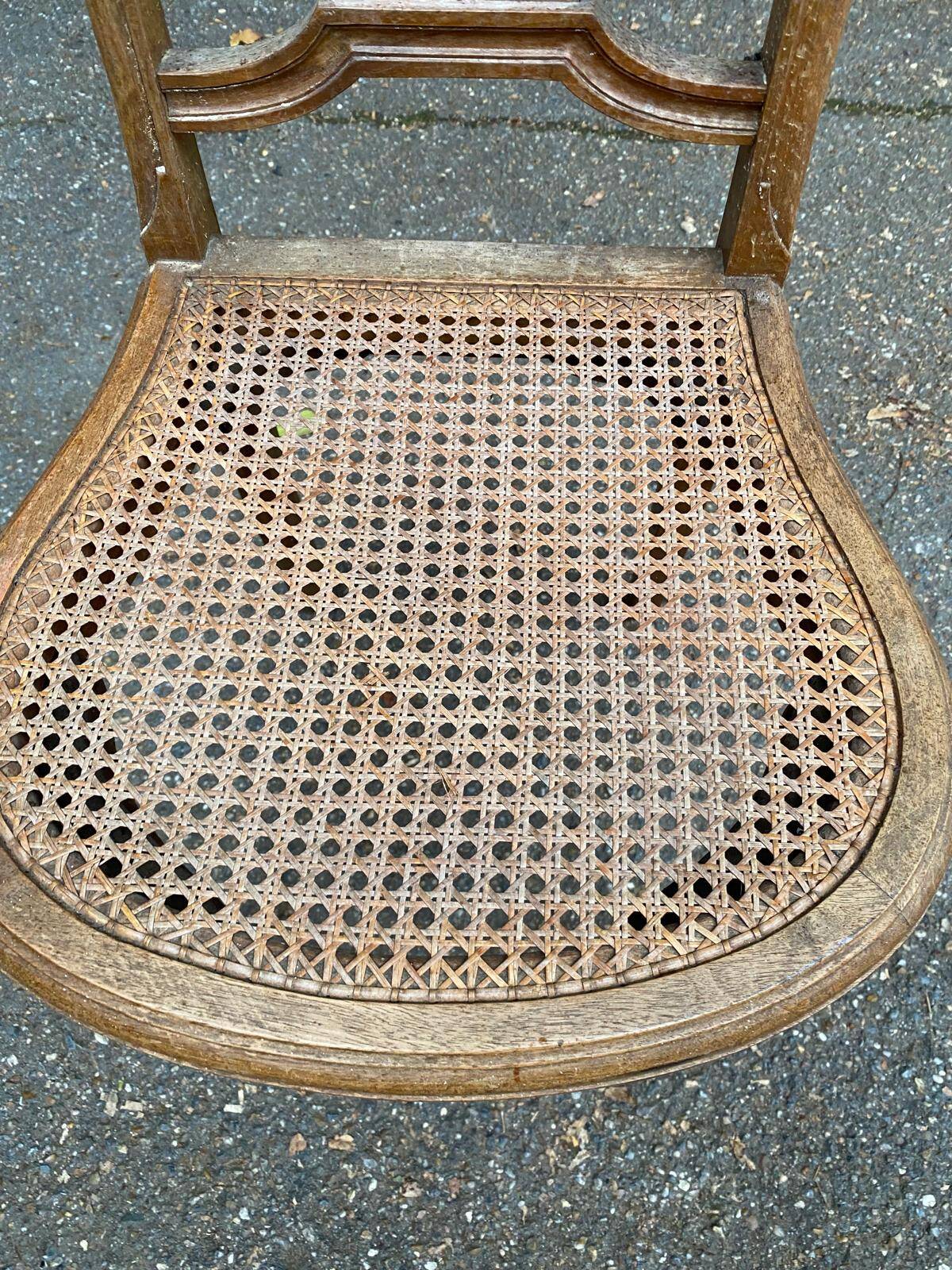 Art Deco lyre chair in solid caned wood