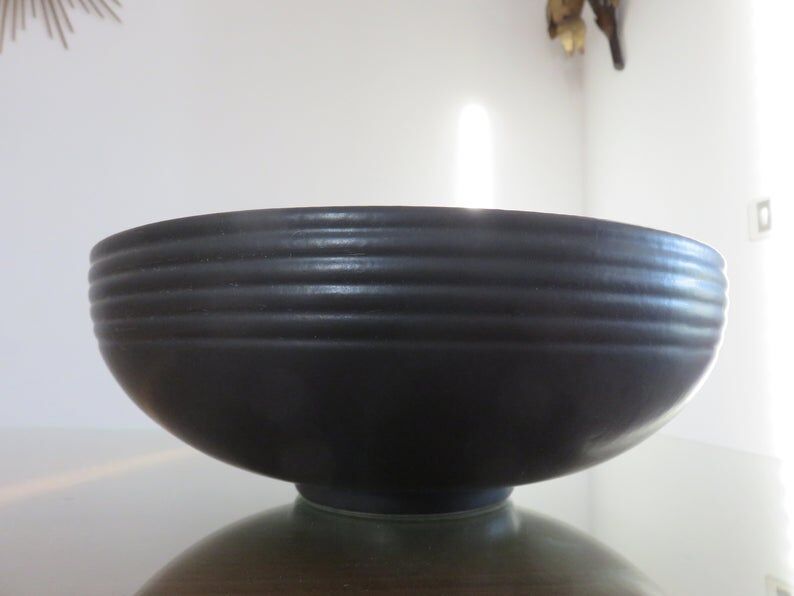 St Clement's matte black ceramic vase from the 1960s