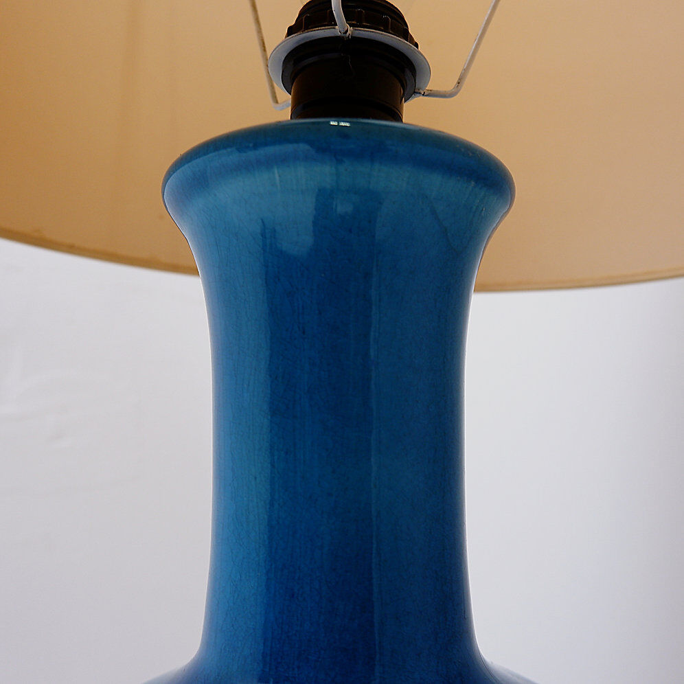 Turquoise ceramic table lamp - 1960s
