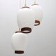 Bent Karlby "China" pendant lights, 3 lights, teak and glass, Lyfa, Denmark, 1960.