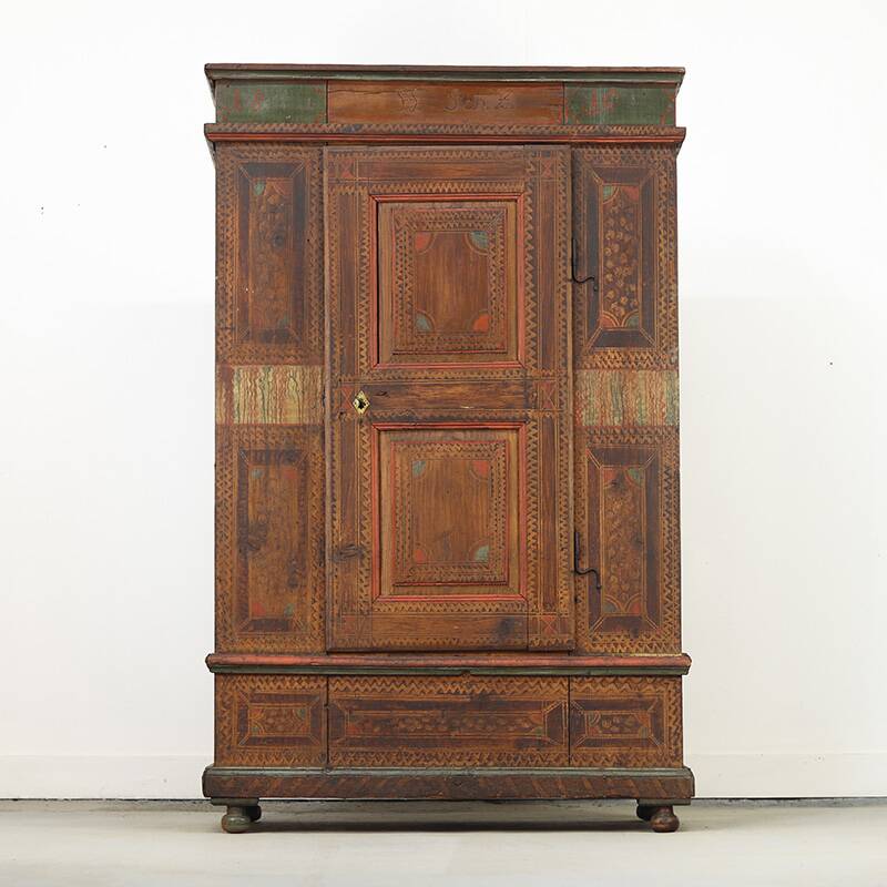 Cabinet de mariée peint d'art populaire 1816