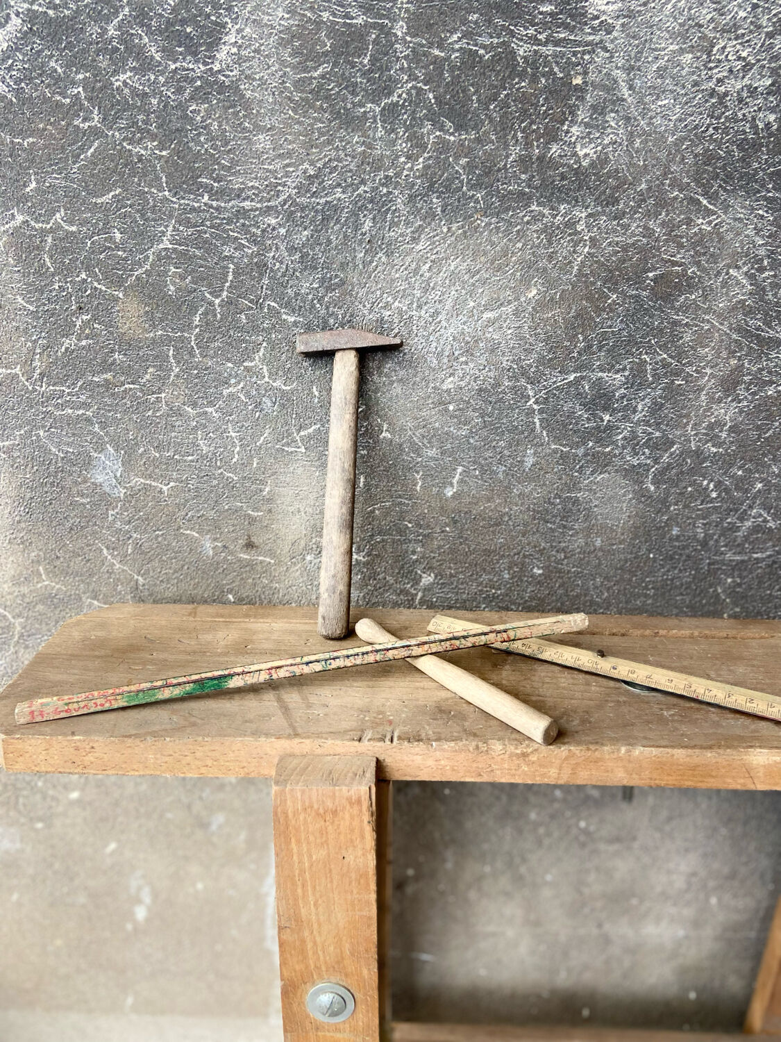 Old wooden workbench for children