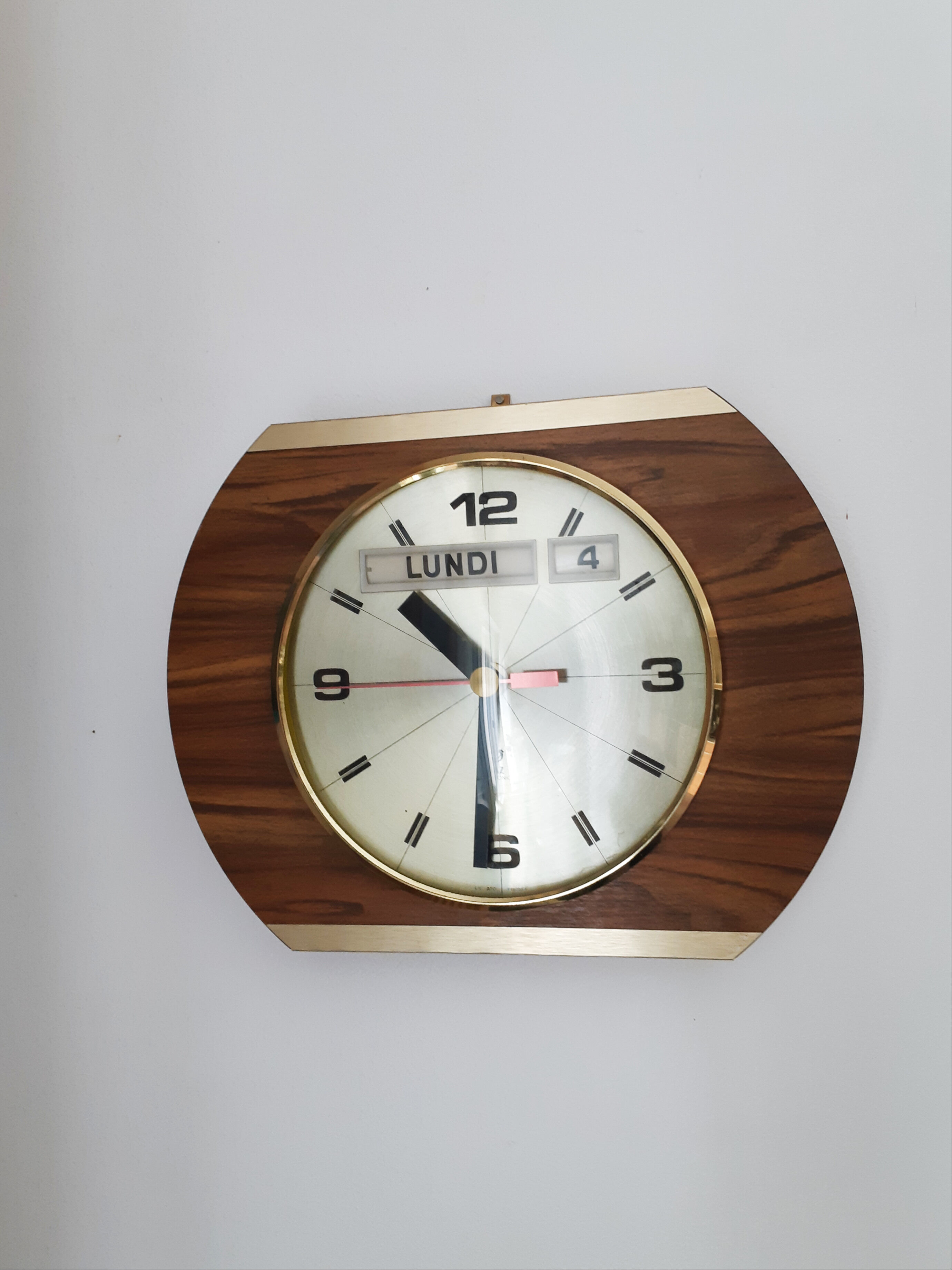 Vintage Jaz clock in formica and brass