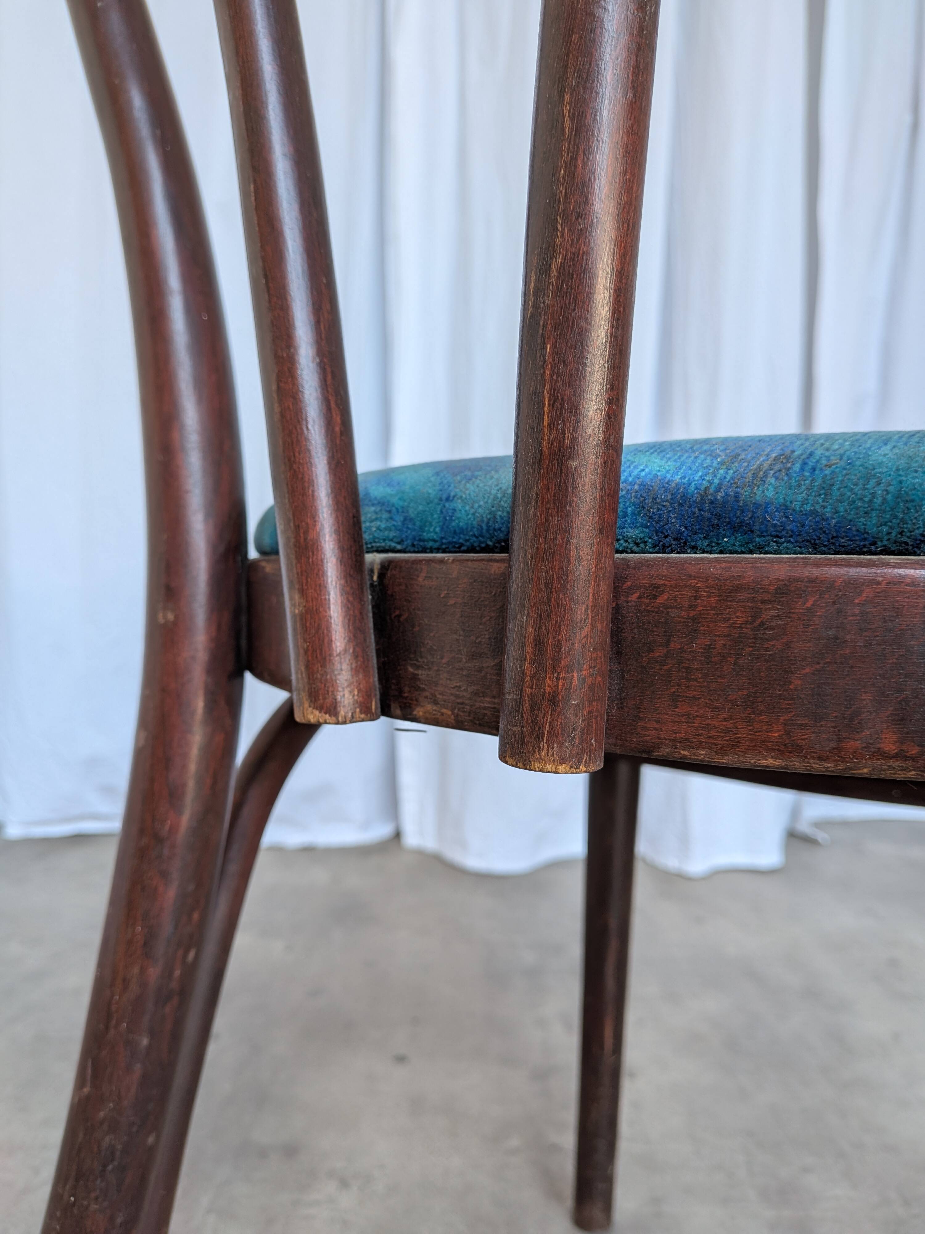 Vintage Bentwood Chair with Upholstered Seat / Thonet Style Dining Chair /