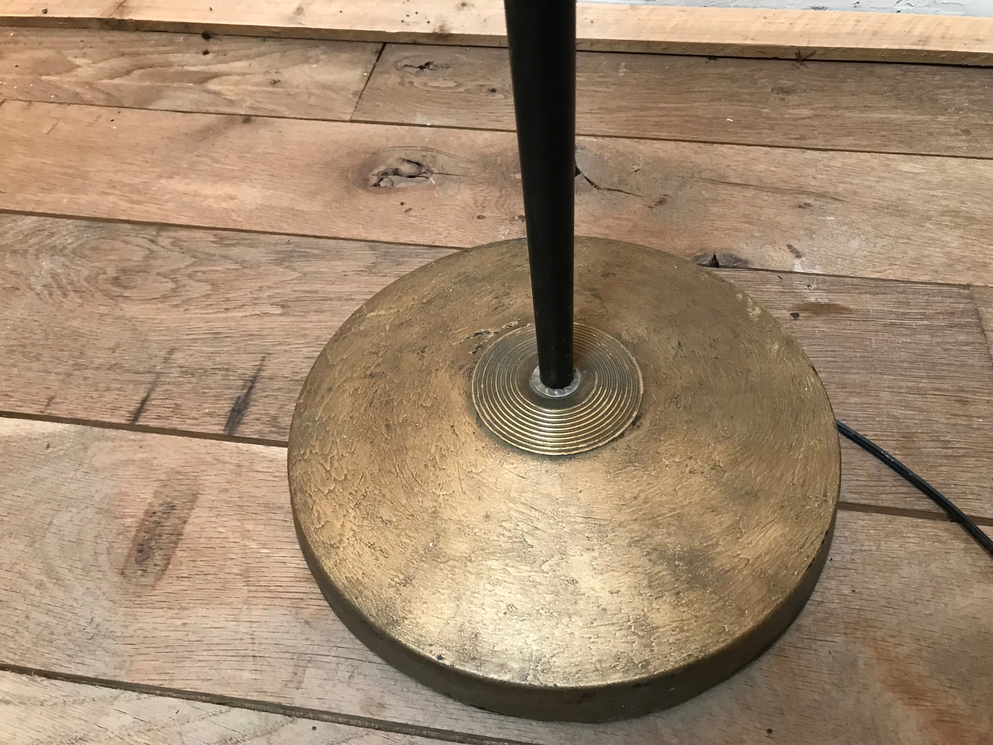 Floor lamp in black lacquered metal, 50s.