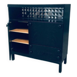 Brutalist Black Ebonised Dry Bar Cabinet, Belgium, 1970s
