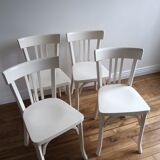 Set of 4 white wooden bistro chairs