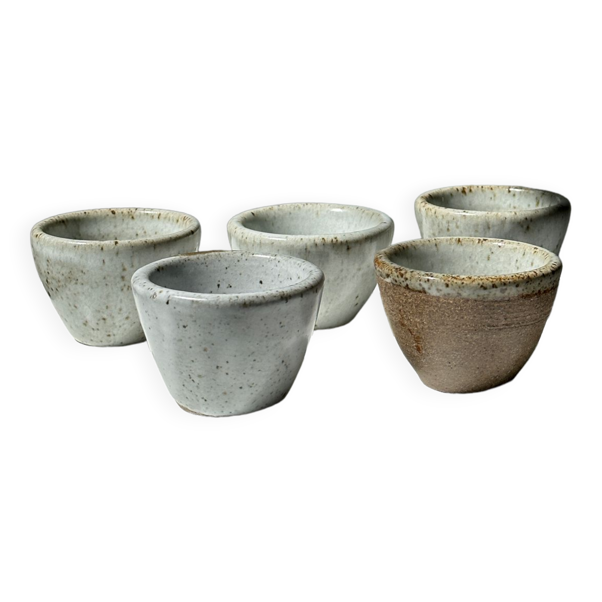 Set of 5 Indonesian ceramic handle coffee cups