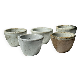 Set of 5 Indonesian ceramic handle coffee cups