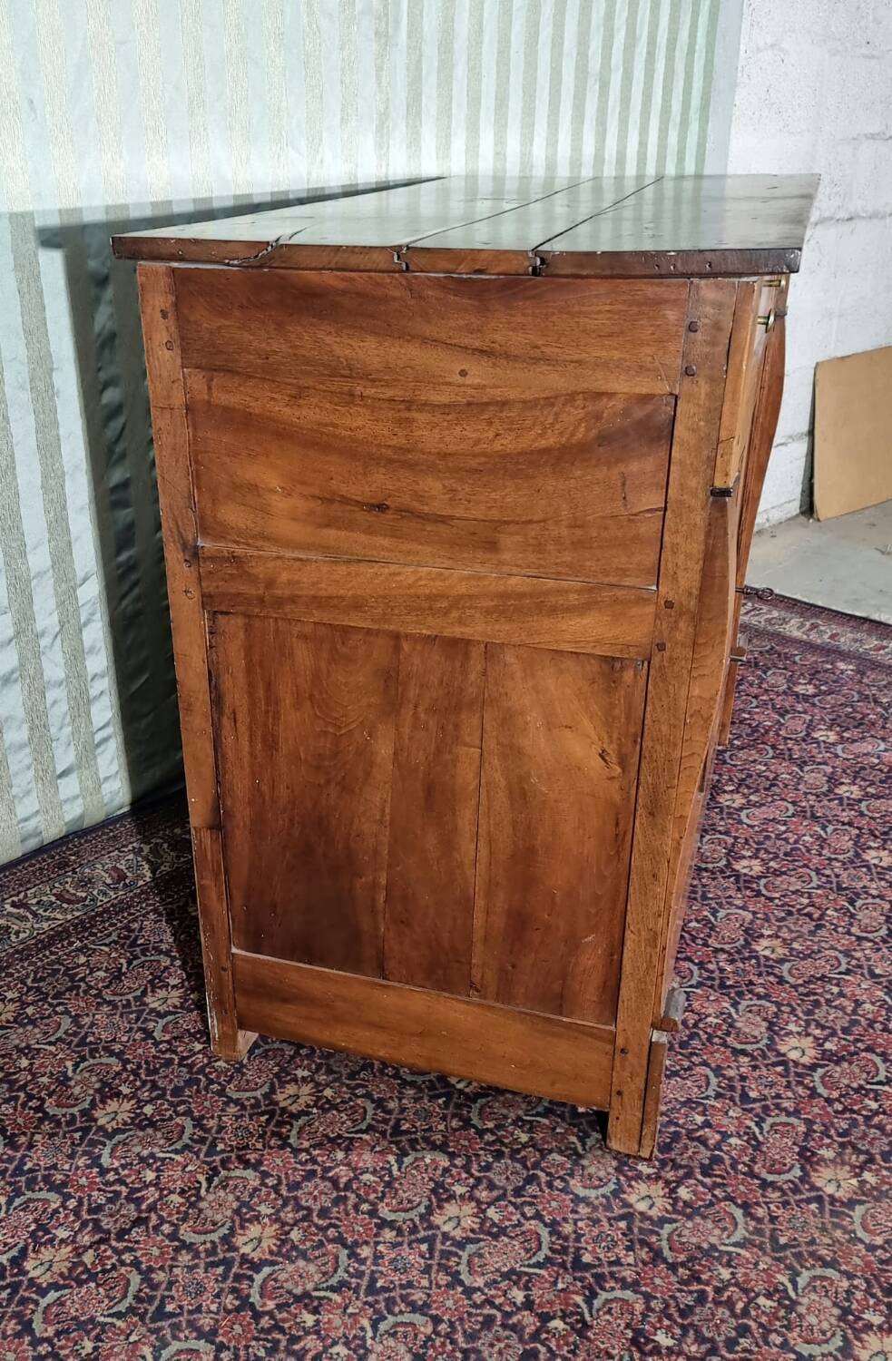 Low walnut sideboard with cross, Restoration period, 19th century