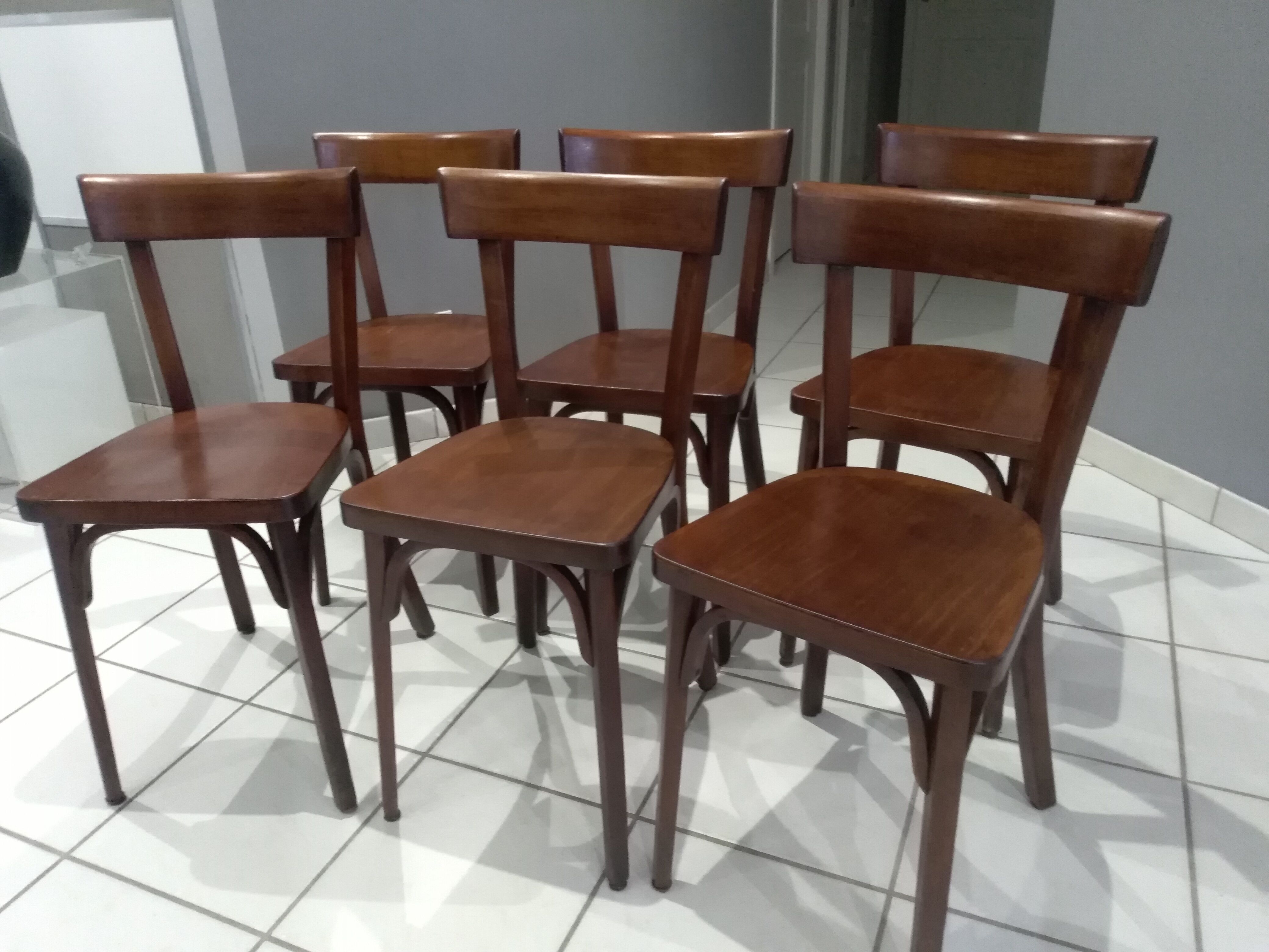 Suite de 6 chaises de bistrot Baumann vintage 1968