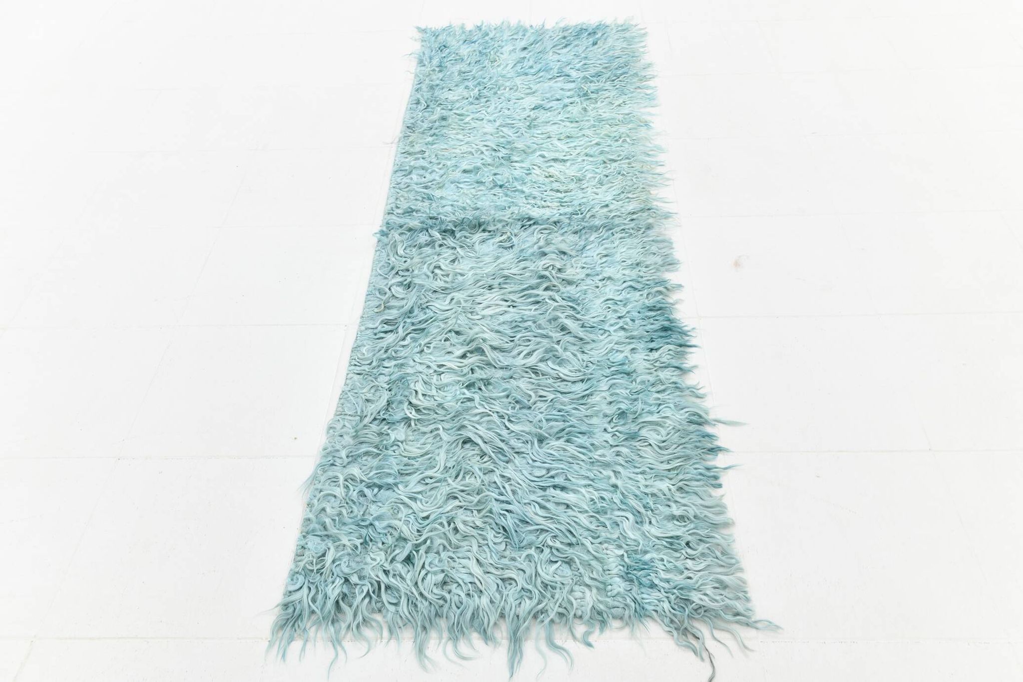Tapis Kilim vert clair et doux 2x7, 72x230 cm