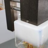 1970s Italian chandelier with Murano glass shades and anodized metal frame