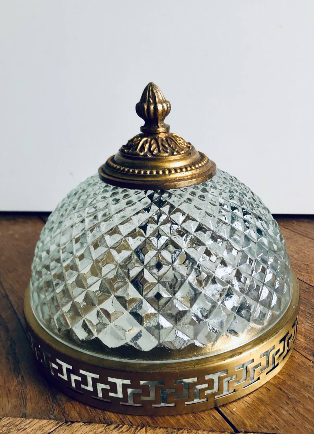 Antique glass and bronze ceiling light by Maison L.GAU