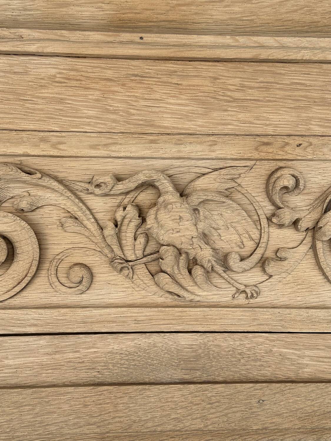 Carved solid oak fireplace mantel