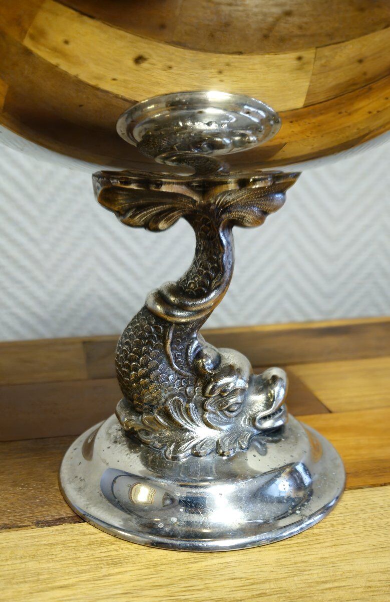 Silver-plated metal stand – dolphin decoration – menesés spain