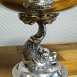 Silver-plated metal stand – dolphin decoration – menesés spain
