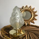 Brass table lamp and vintage torch globe