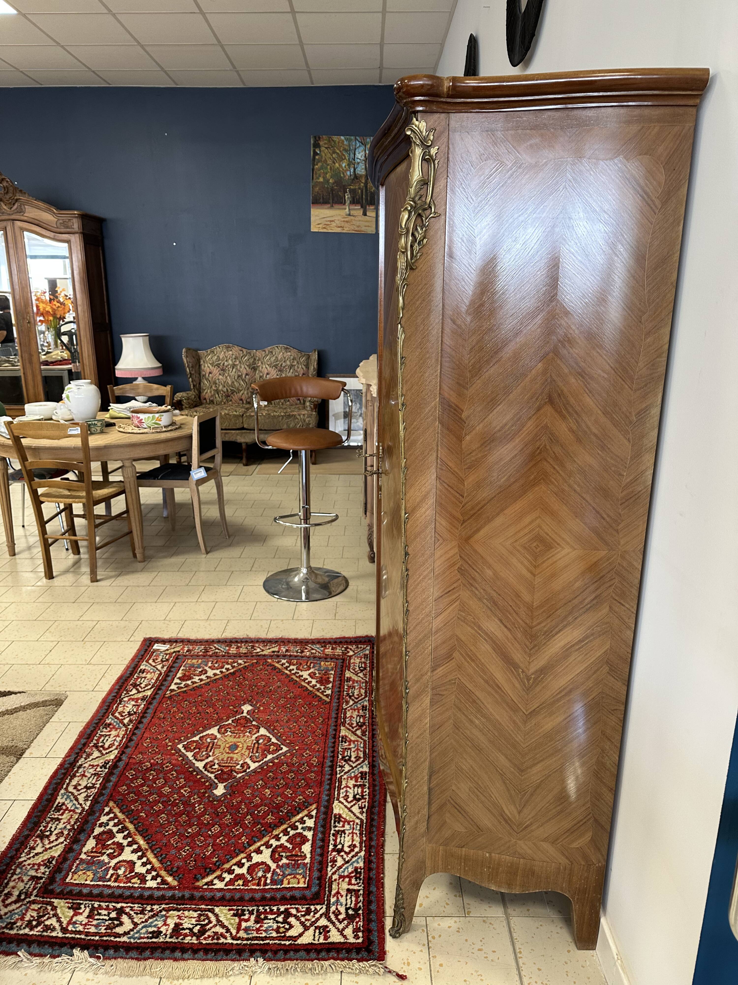 Louis XV style two-door wardrobe in rosewood.