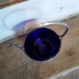 50s sugar bowl in glass and silver metal