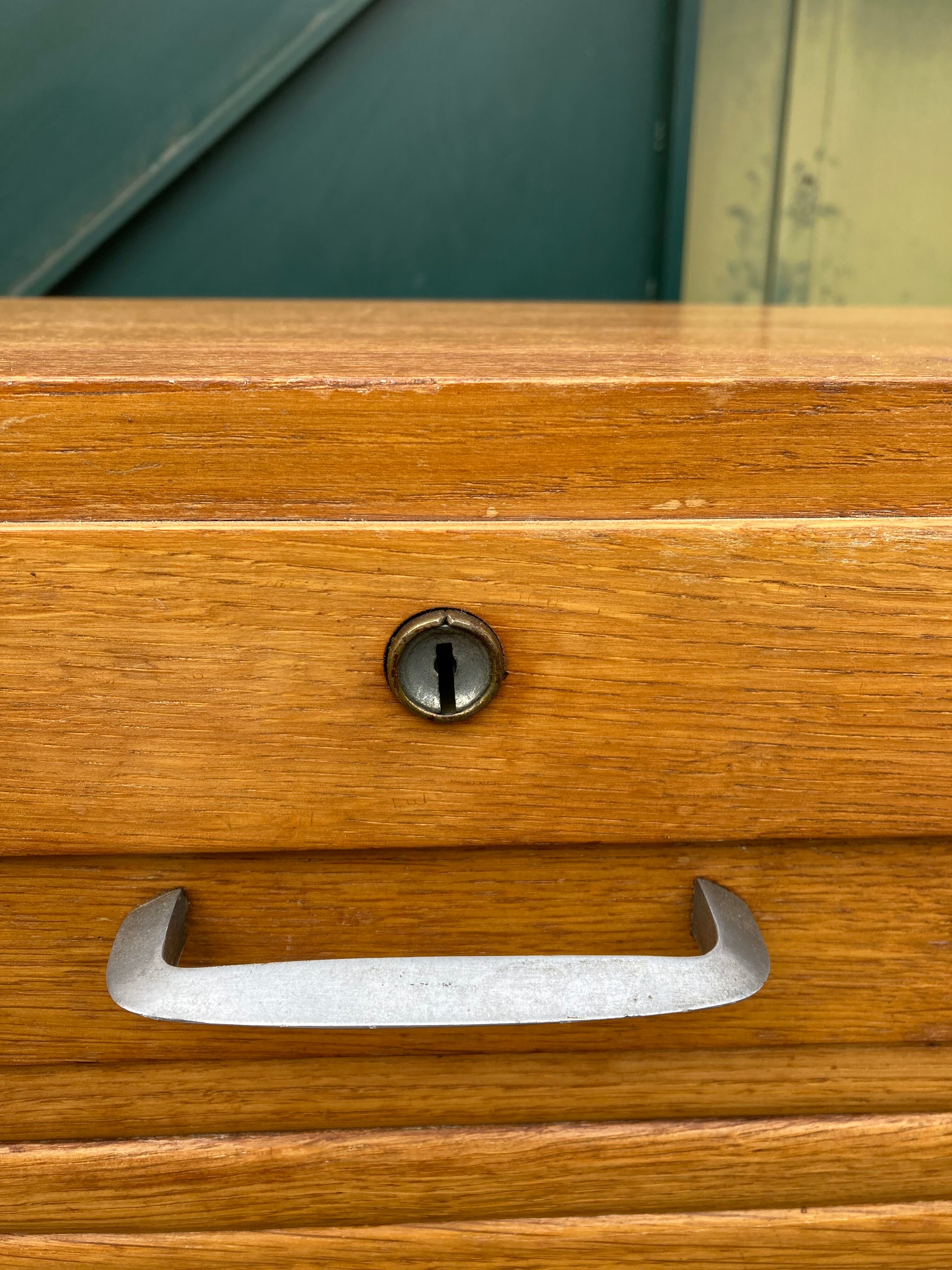 Filing cabinet with 3 curtains