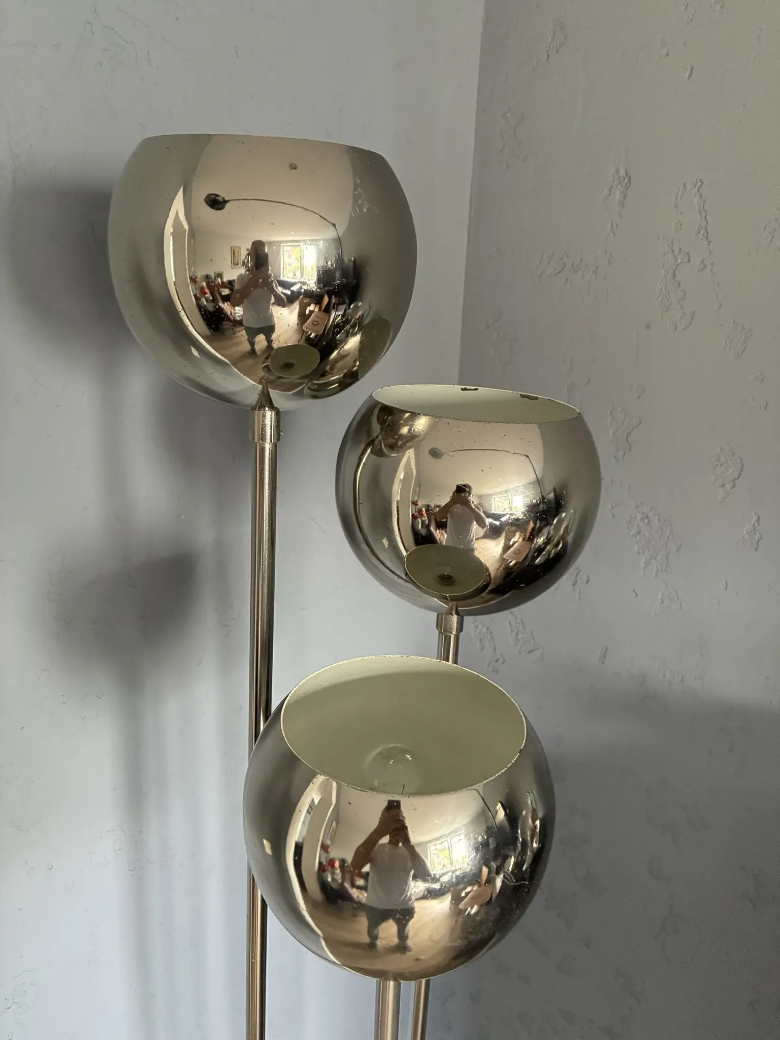 Baum Leuchten space age floor lamp with silver metal globes, 1970s