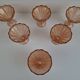 Set of 6 Art Deco Pink Rosaline Glass Dessert Bowls, Czechoslovakia, 1930s