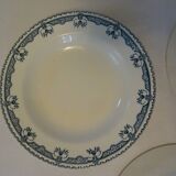 3 assiettes plates faïence ancienne St Amand Salins  vert